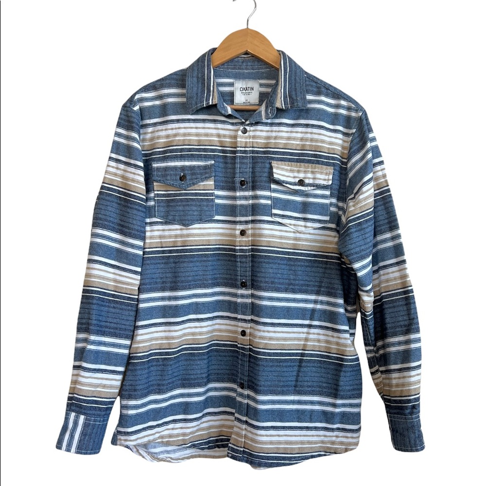Katin Men’s flannel striped button down shirt size L